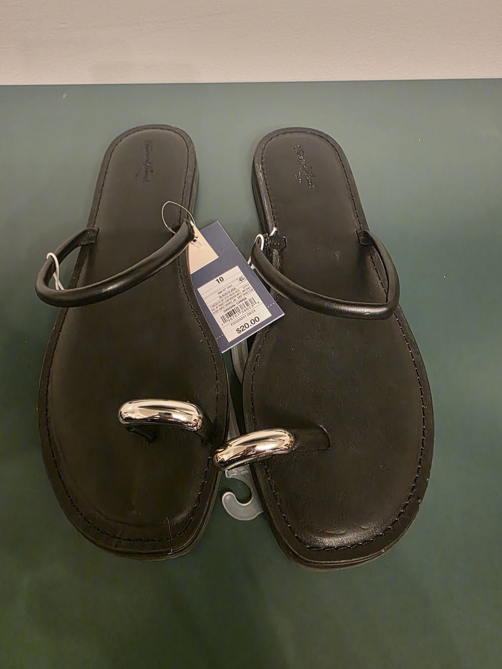 Universal Thread Black Slip-On Sandals with Metal Toe Detail